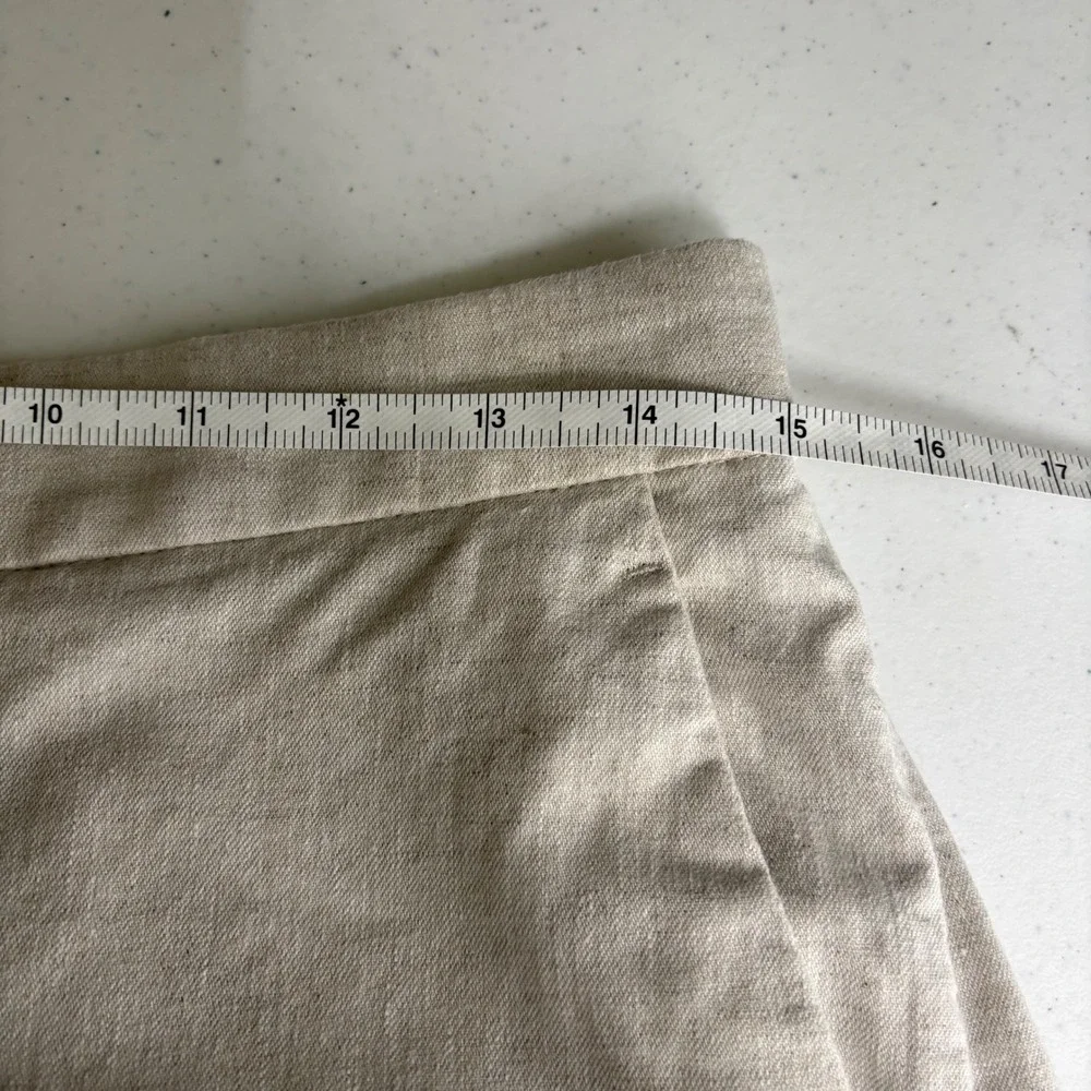 Banana Republic Linen Blend Wide Leg High Rise Pants Oatmeal Beige S Coastal